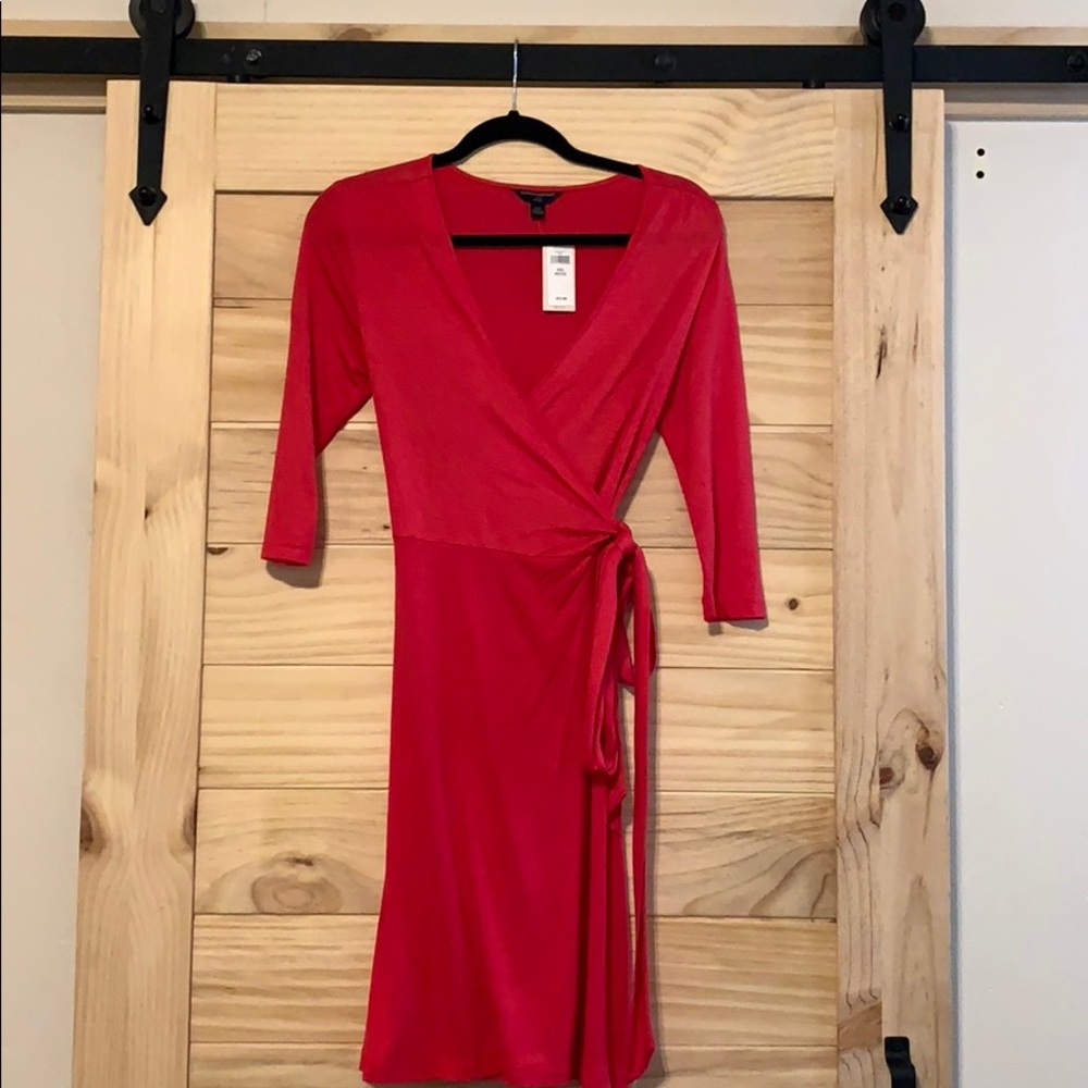 Red wrap dress